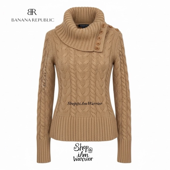 Banana Republic Angora Blend Cable Knit Convertible Collar Sweater *iamwarrior - Picture 3 of 11